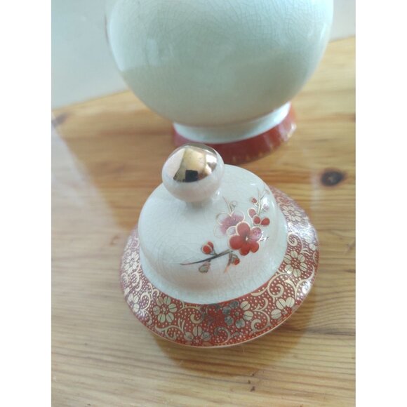 Vintage Japanese Ceramic Peacock Ginger Jar by Satsuma 6" - Picture 11 of 16